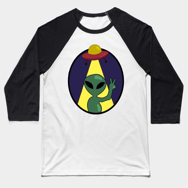 Extraterrestrial Peace Baseball T-Shirt by deadlydelicatedesigns